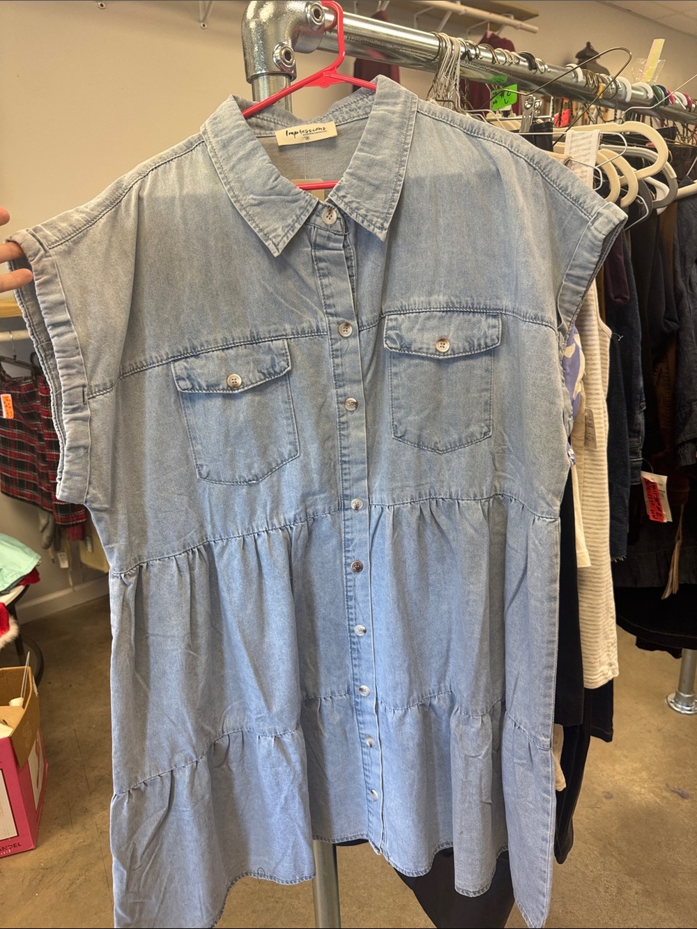 Impressions Light Blue Denim Midi Dress